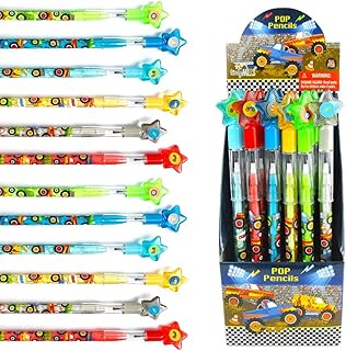 TINYMILLS 24 Pcs Monster Truck Multi Point Stackable Pencil with Eraser for Monster Truck Birthday Party Favor Prize Carnival Goodie Bag Stuffers Classroom Rewards Pinata Fillers