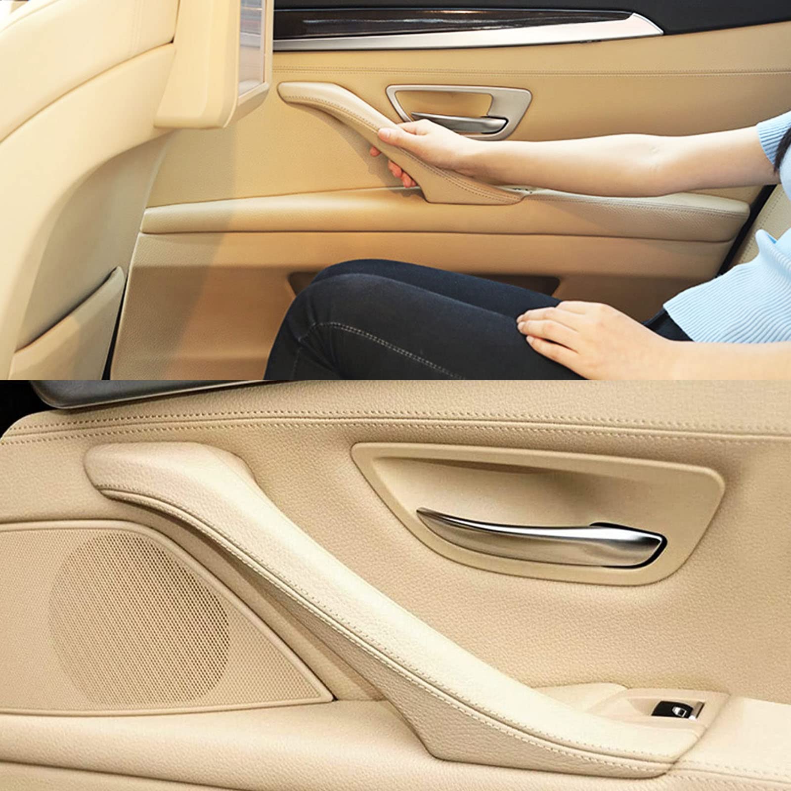 Maniglia per Porta Interna per BMW F10 F11 F18, Manopola Pannello Porta Interna Regolatore Maniglia per Porta Finestra Interna per BMW Serie 5 (Beige)