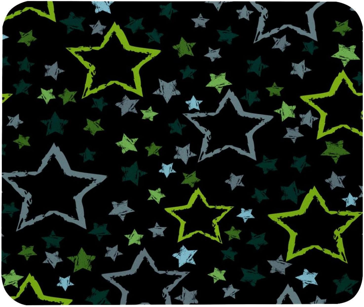 Gaming Mouse Pad, Green Blue Stars, Dark Background, Printing Mouse Pad