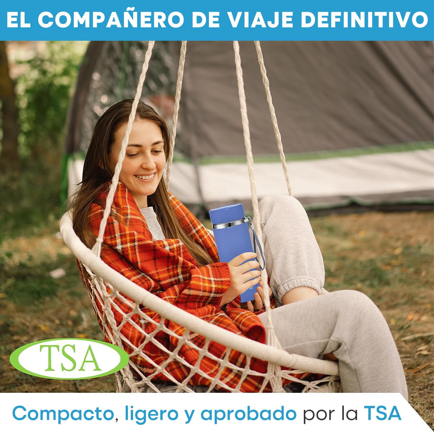 Estuche de Insulin con Enfriador Eléctrico, Cargador USB y Biogel de Tilcare - Horas Ilimitadas, Botella Reutilizable - Estuche de gran Aprobado por la TSA - Para hasta 6 Plumas - Azul