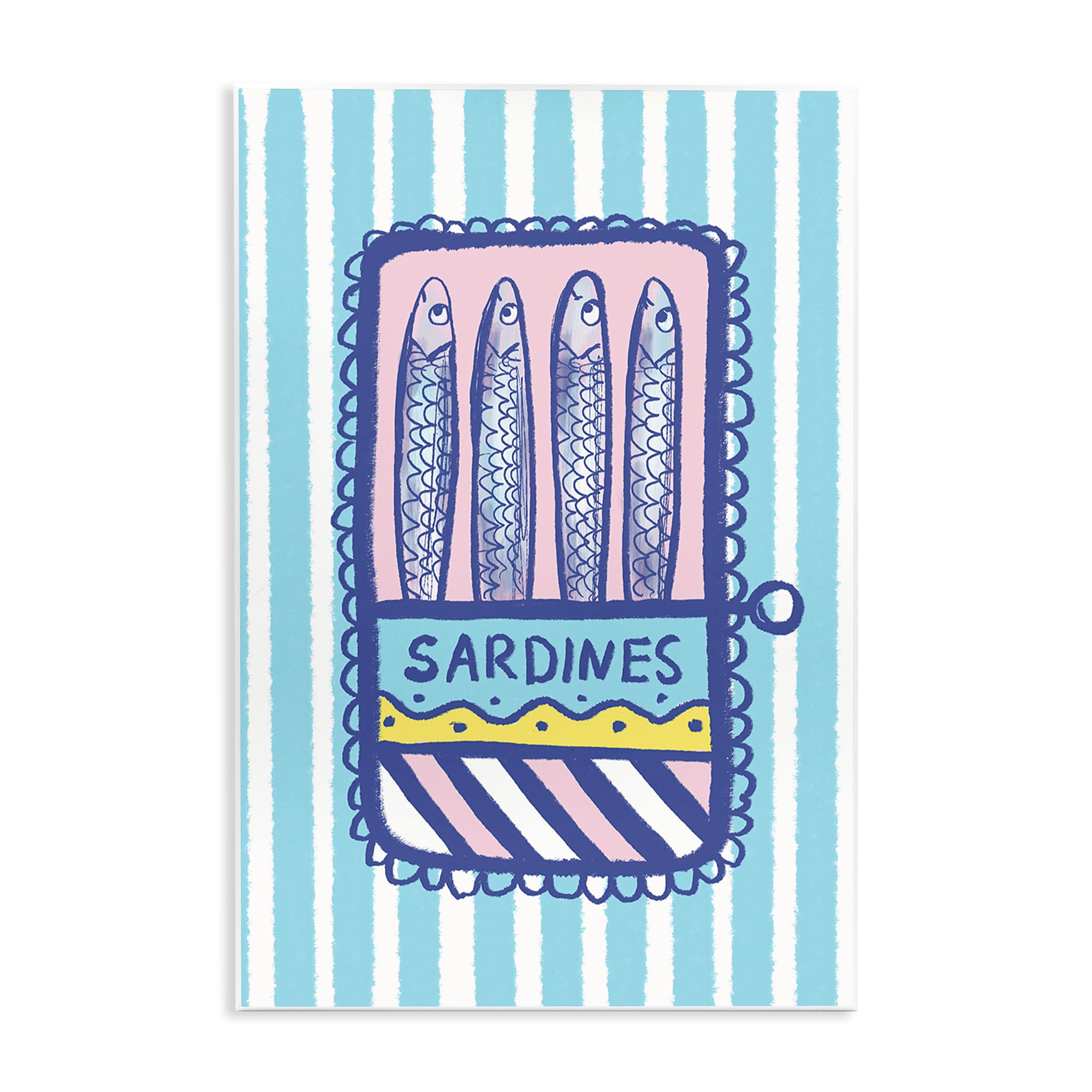 Retro Sardines Nautical Striped, 13 x 19 Inch Mounted Print on Wall Plaque