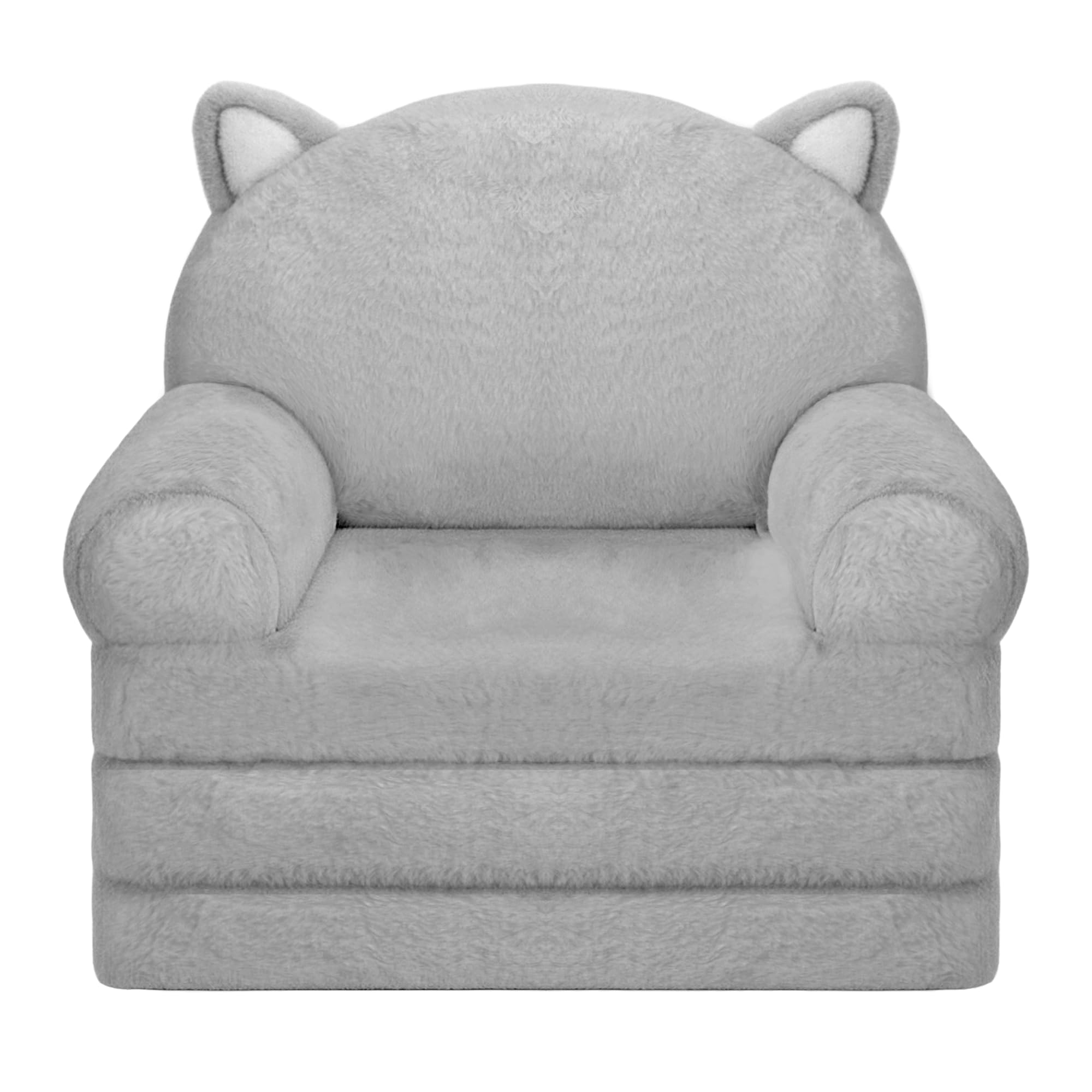 MONKISS Kids Couch, Comfy Toddler Chair, 2 in 1 Fold Out Kids Sofa to Lounger, Baby Sleeper Chair, Toddler Furniture, Birthday Gifts for Boys and Girls, 18+ Months, Grey