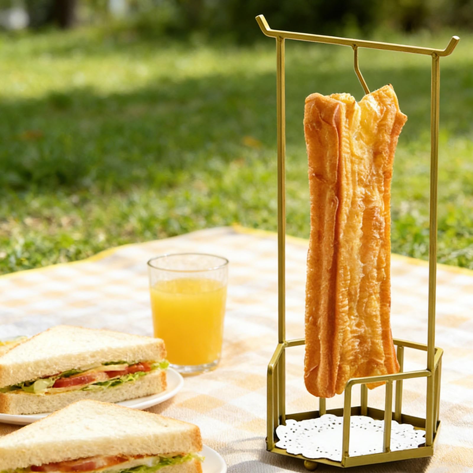Porta Utensili da Cucina in Ferro Battuto Oro, Appendibile e Decorativo