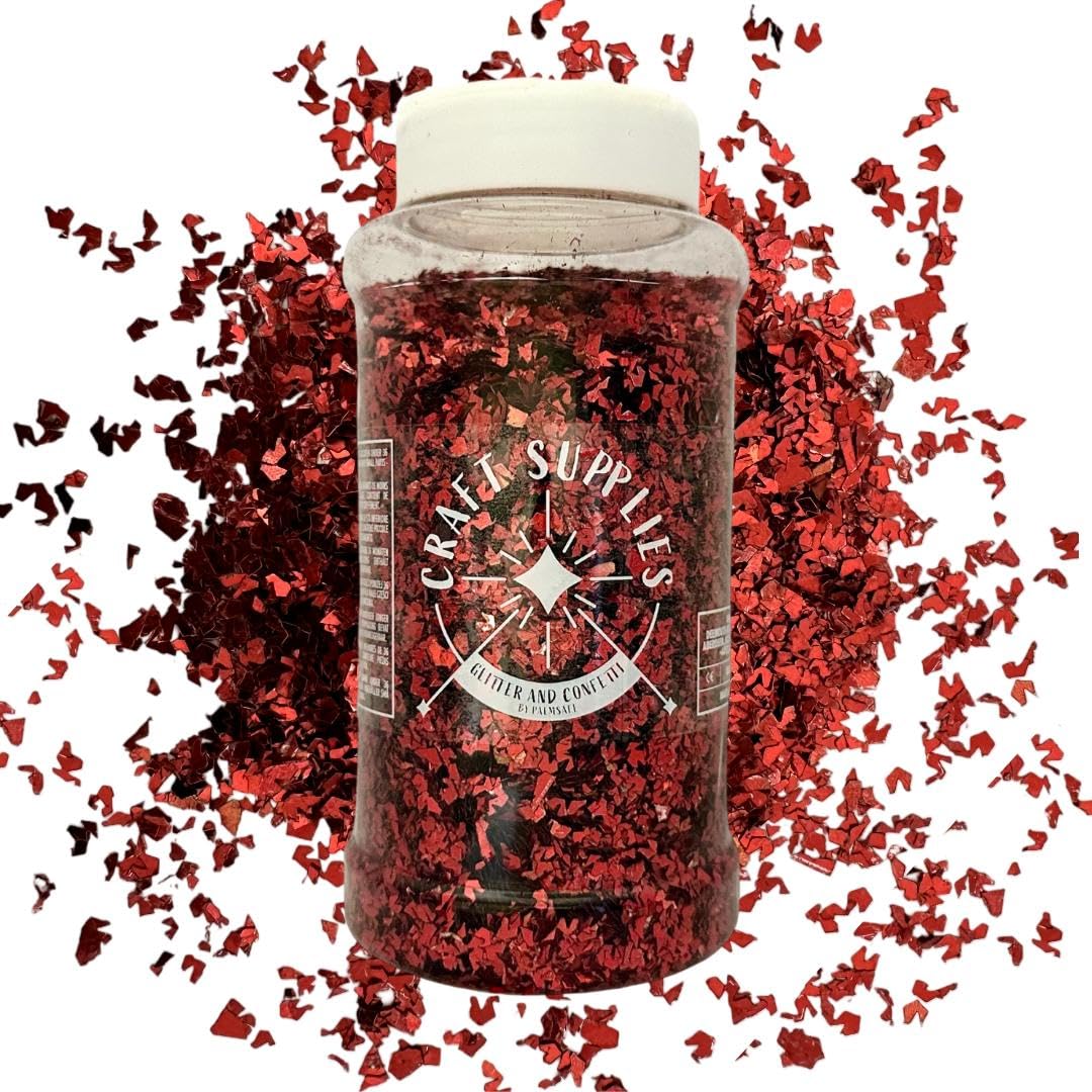 Large 400g Shaker Jar of Chunky Red Glitter for Resin or Crafts, Nail Art