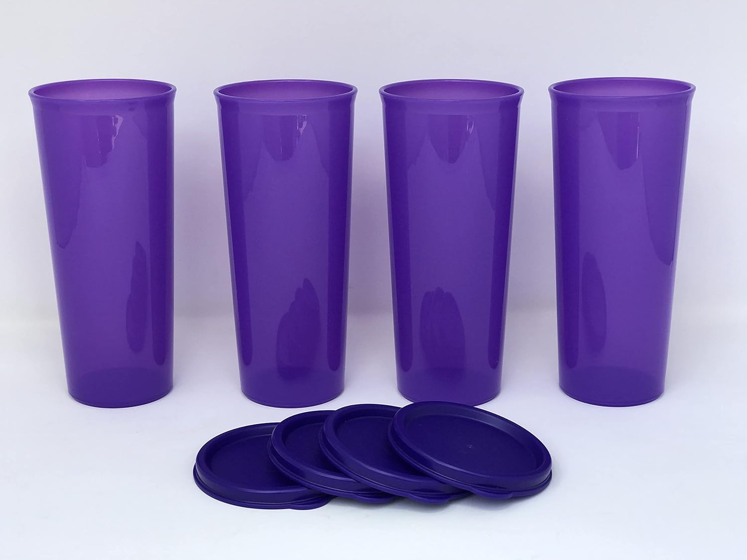 16oz TUMBLERS PURPLE SET OF FOUR With LIDS SPARE - NEW