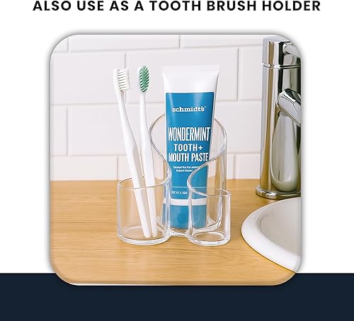 Miniatura 5 de Soporte acrílico para brochas de maquillaje  Organizador de 3 compartimentos para tocador, brochas de maquillaje, lápiz labial, paletas y