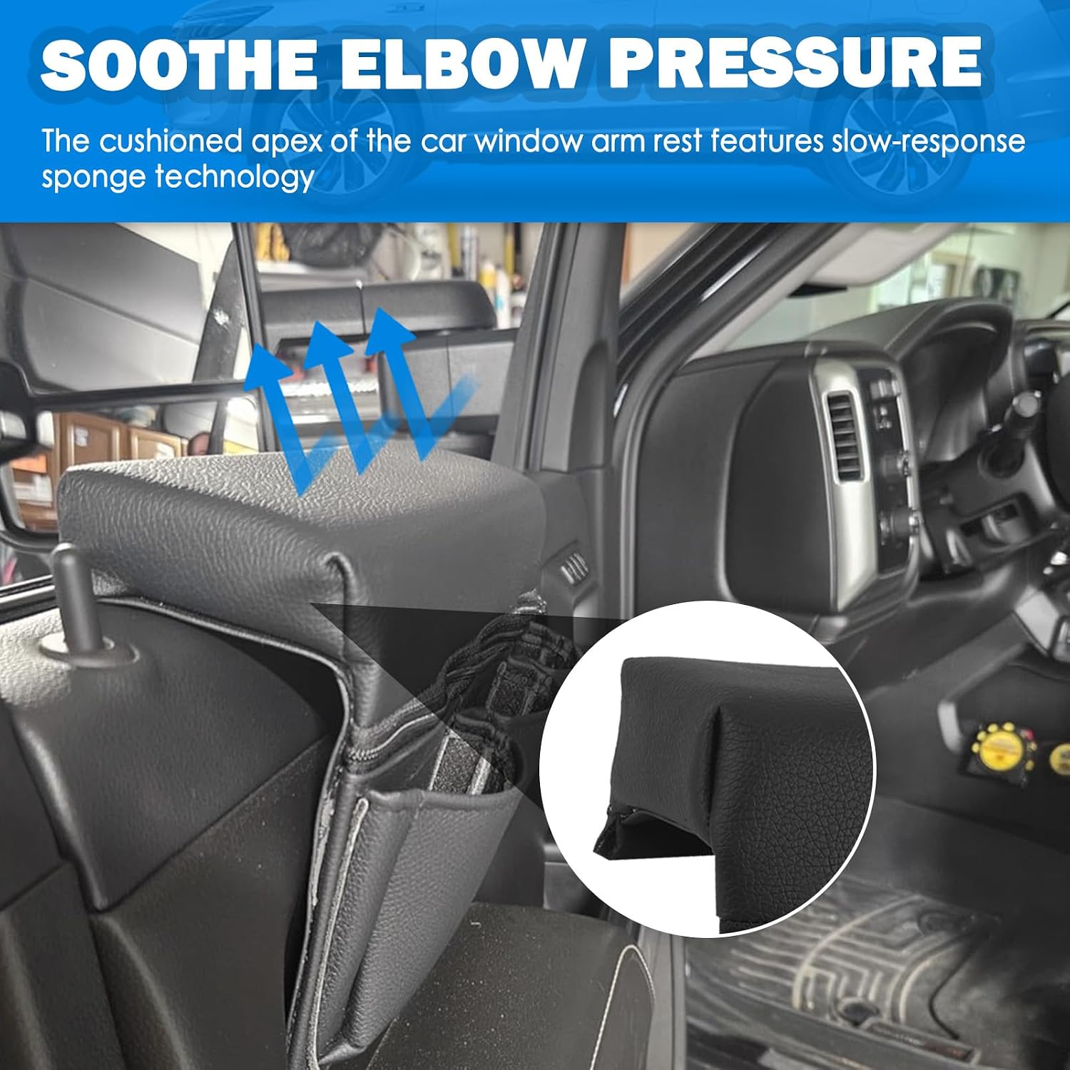 Car Armrest Storage Box for Window, Versatile Car Window Armrest with 3 Small Pockets & 1 Large Zipper Pockets, Comfortable Cars Door Armrests Pad Organizer Fits Most Vehicles image 5