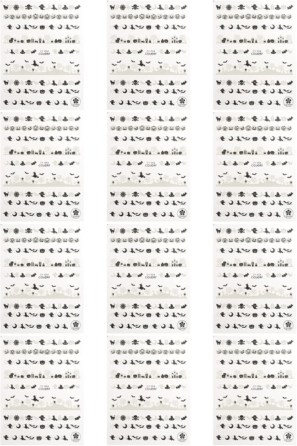 Nuolux 12シート ハロウィーン 誕生日プレゼント ネイルシール 3ｄ夜光 ネイルステッカー 可愛い ネイルパーツ カボチャ 頭蓋骨 貼るだけ マニキュア Diy装飾 魔女 ネイルアートサロン