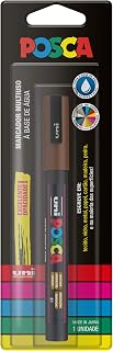 POSCA, UNI, Caneta Marcador PC-3M, Ponta Fine, traço de 0,9mm a 1,3mm, Marrom, Blister com 1 Unidade