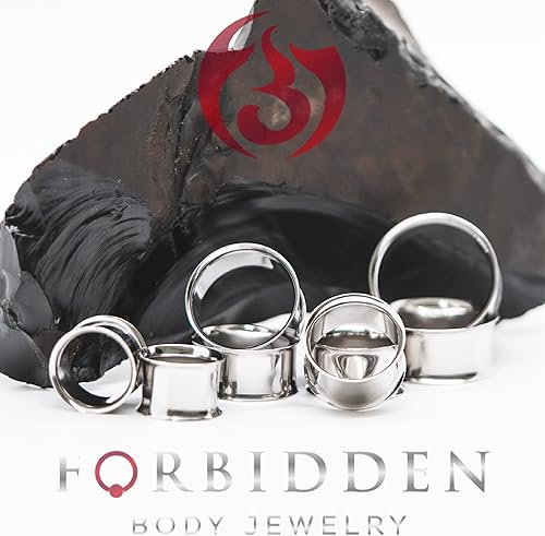 Miniatura 5 de Forbidden Body Jewelry Calibres de oreja, túneles de oreja, túneles para orejas, aretes de acero quirúrgico de 12G-2 pulgadas, acabado de espejo,