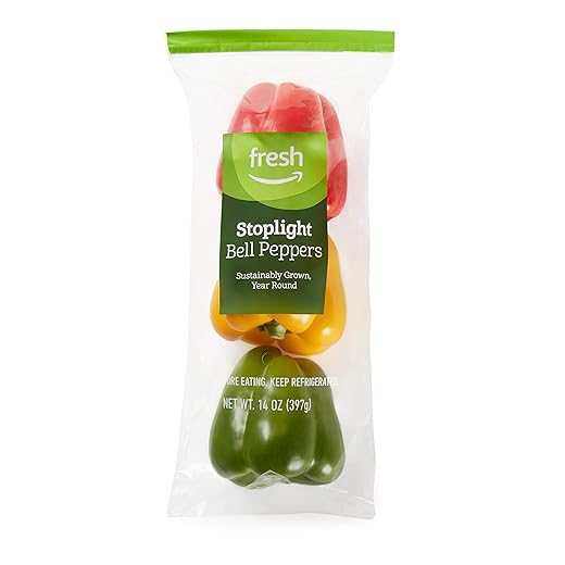Amazon Fresh Brand, Stoplight Bell Peppers, 3 Count