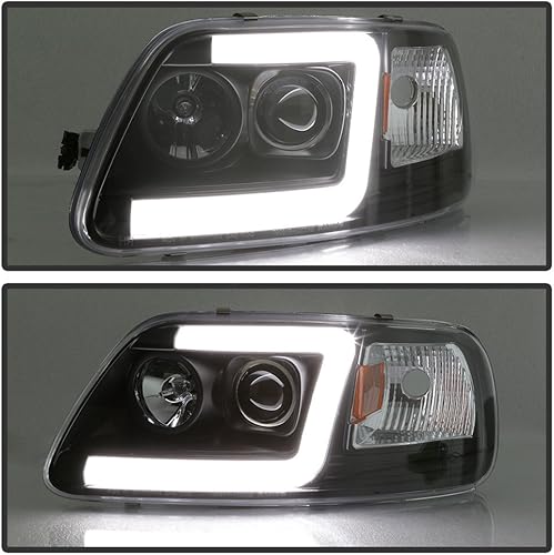 Miniatura 2 de ACANII - Para Ford F150 97-02 Expedition negro 1997-2003 Expedición LED proyector faros delanteros lado conductor y pasajero