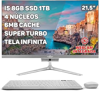 Computador Completo All In One Intel Core i5 21,5" 8GB SSD 1TB 4 Núcleos Super Turbo Hdmi Teclado e Mouse Strong Tech