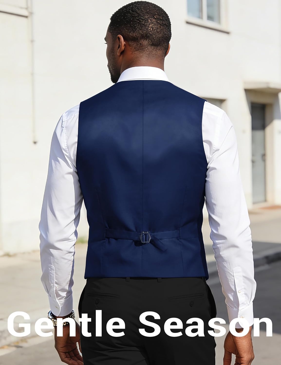 Men's Formal Suit Vest with Tie Pocket Square Slim Fit 3 Pockets Waistcoat Vest Set for Men