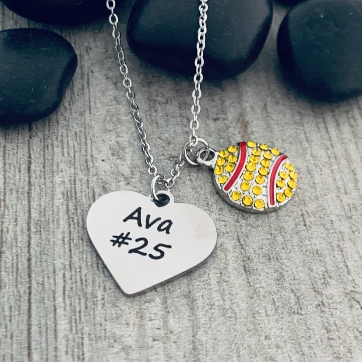 Personalized Engraved Softball Necklace with Name & Number, Custom Girls Softball Gift, Softball Pendent Jewelry, Softball Players & Team Gifts - Image 2