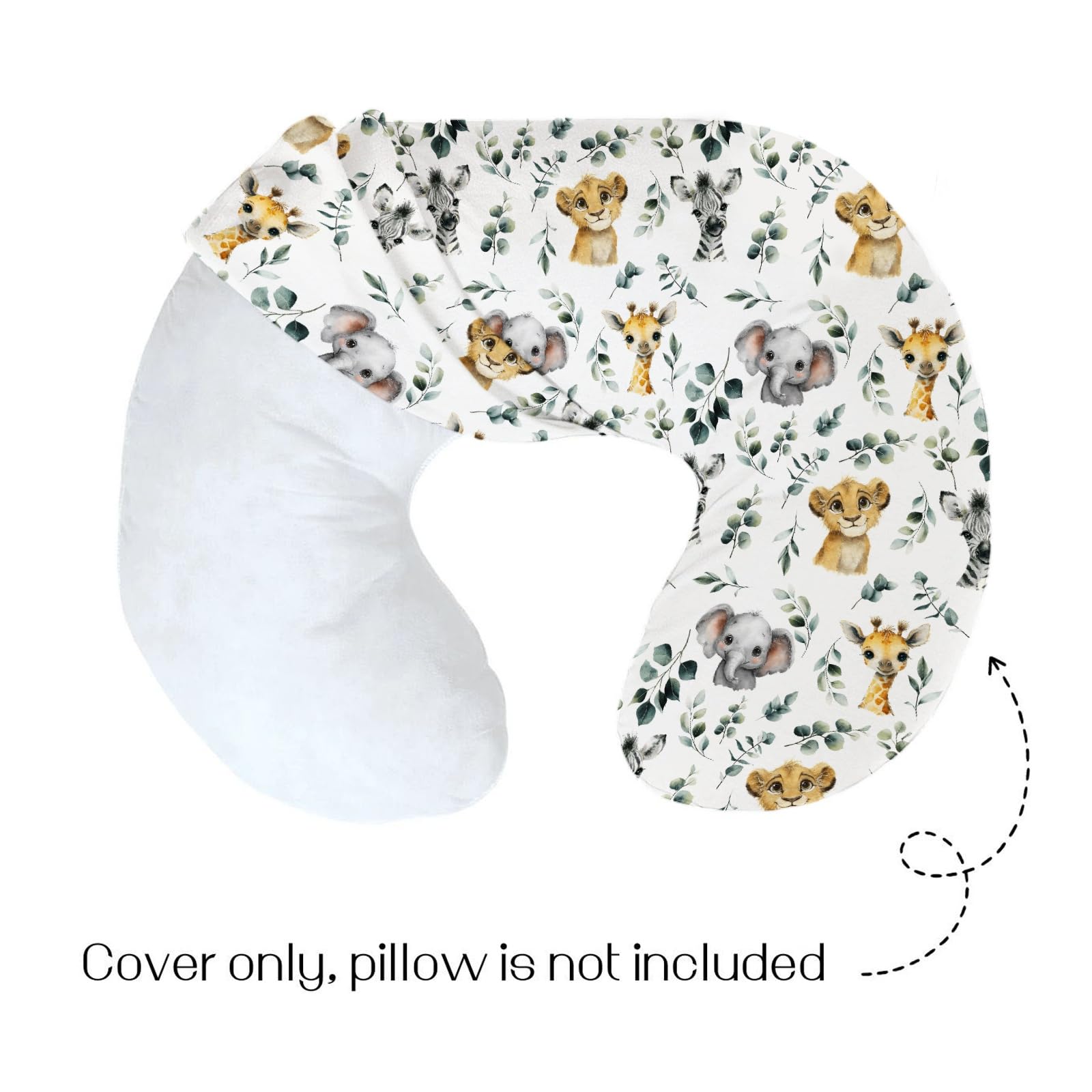 HawSkgFub Funda de almohada de lactancia para bebés niños, diseño de safari africano, hoja de eucalipto, elefante de la selva, jirafa, cebra, león, lactancia, funda de almohada para recién nacidos,