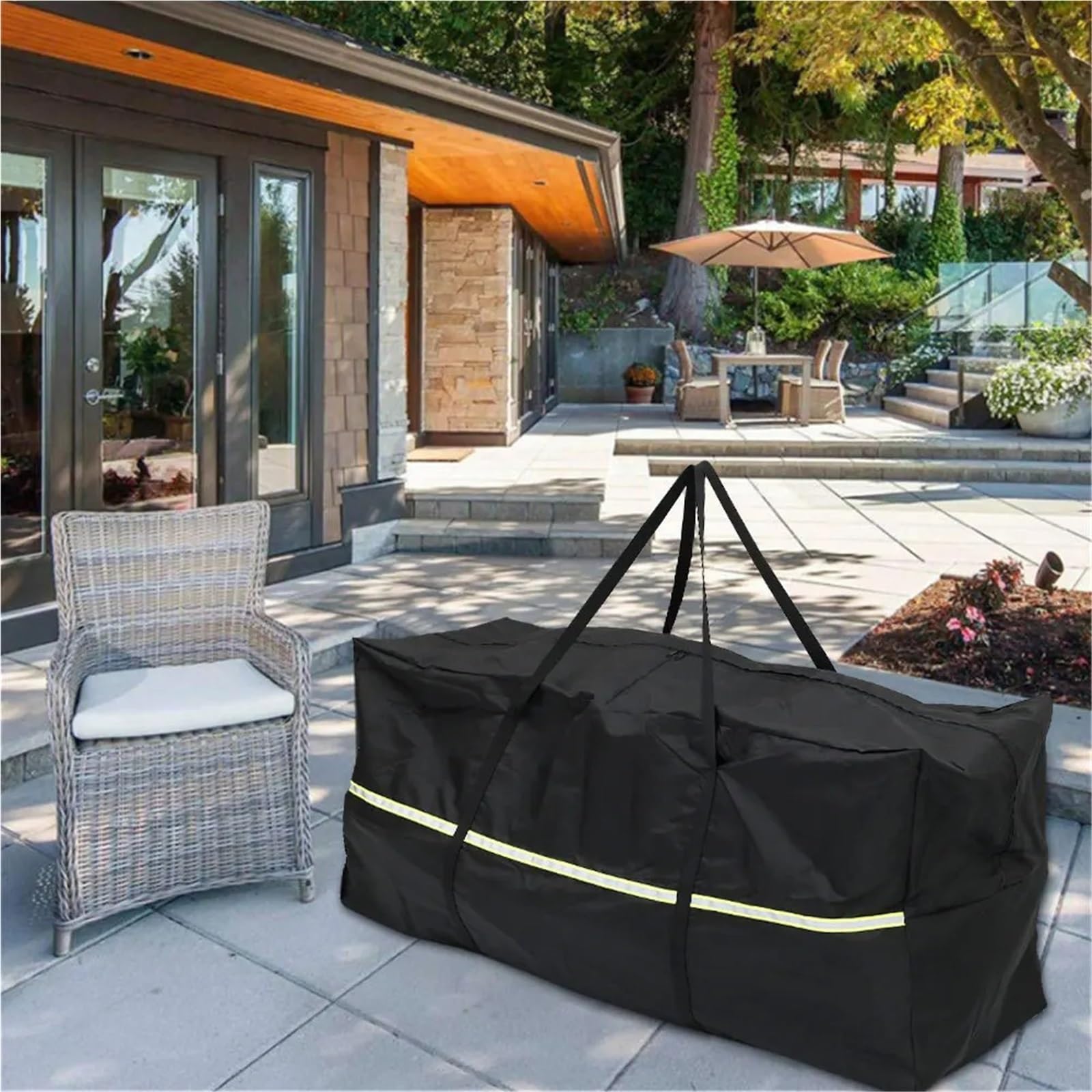 Borsa Portaoggetti For Cuscini For Mobili Da Esterno Custodia Protettiva For In Tessuto Oxford 210D Impermeabile Multifunzione Per Cuscini(Black A,173x76x51cm)