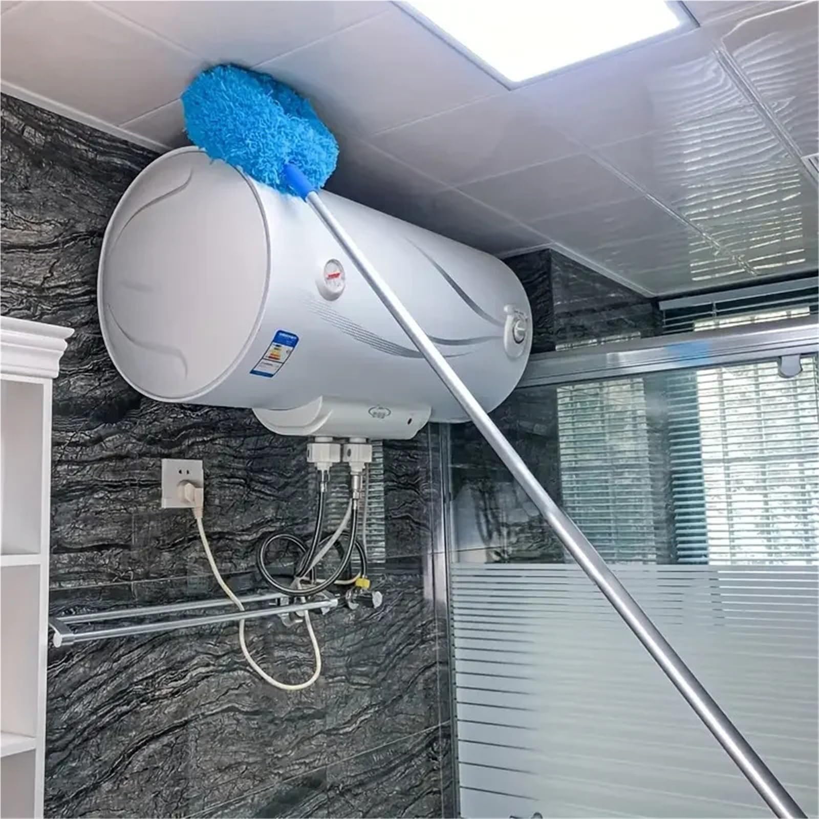 Plumero Atrapapolvo Limpiador de Ventilador Techo con Cepillo eliminación Polvo Poste extensión extraíble(Green)