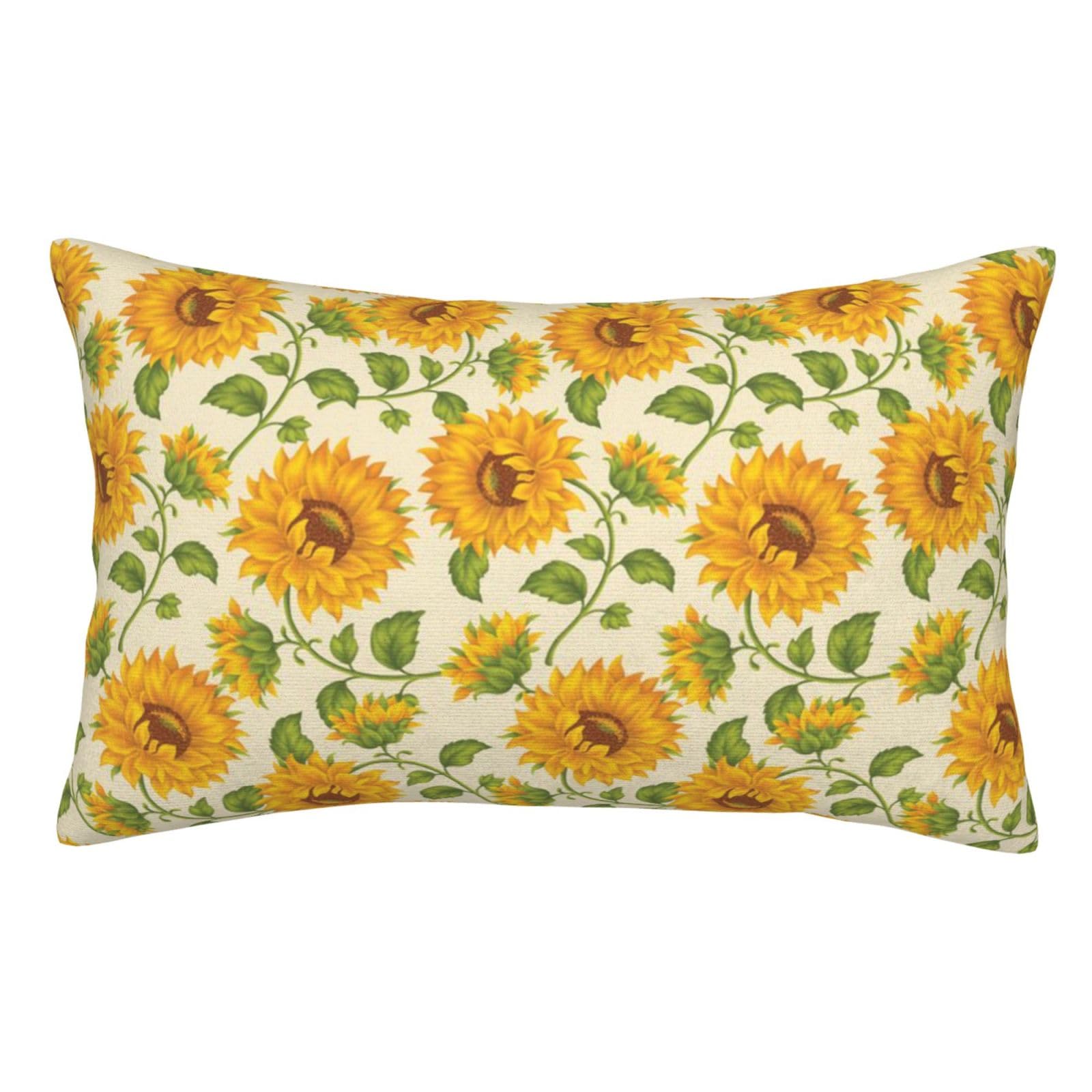 Soft Plush Pillow Cover For Sofa & Bed, Yellow Sunflower, Standard Furry Throw Pillow Case 35x50 cm, Decorative Cushion Cover For Bedroom Living Room Decor, Hidden Zipper Pillowcases For All Seasons