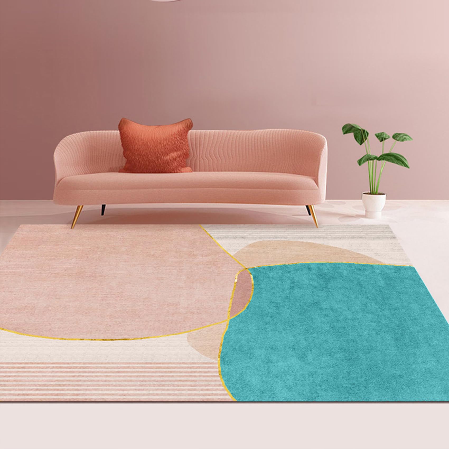 Tapis chambre de fille géométrique bleu sarcelle pour une déco moderne