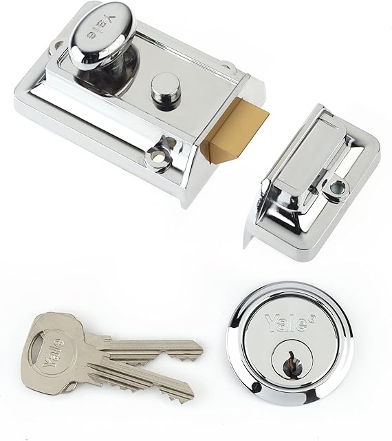 Yale P-77-CH-CH-60 Traditional Nightlatch, Standard Security, Chrome Finish, 60 mm Backset