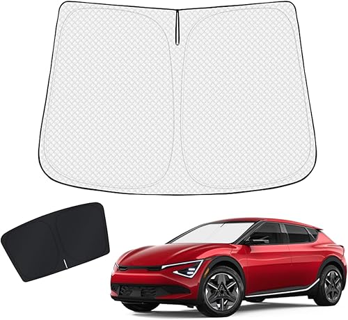 KUST Parasol para parabrisas de ajuste personalizado para Kia EV6 2022 2023 2024 2025, accesorios para parasol para parabrisas delantero, plegable,