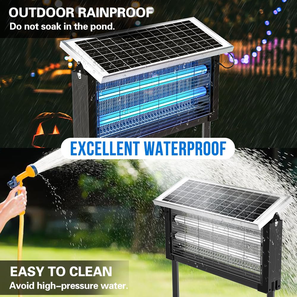Bug Zapper Outdoor Solar, 4000V Electric Fly Mosquito Trap with LED Lamp, Waterproof & Portable Insect Killer for Patio, Yard, Camping, Home, Garden — view 5