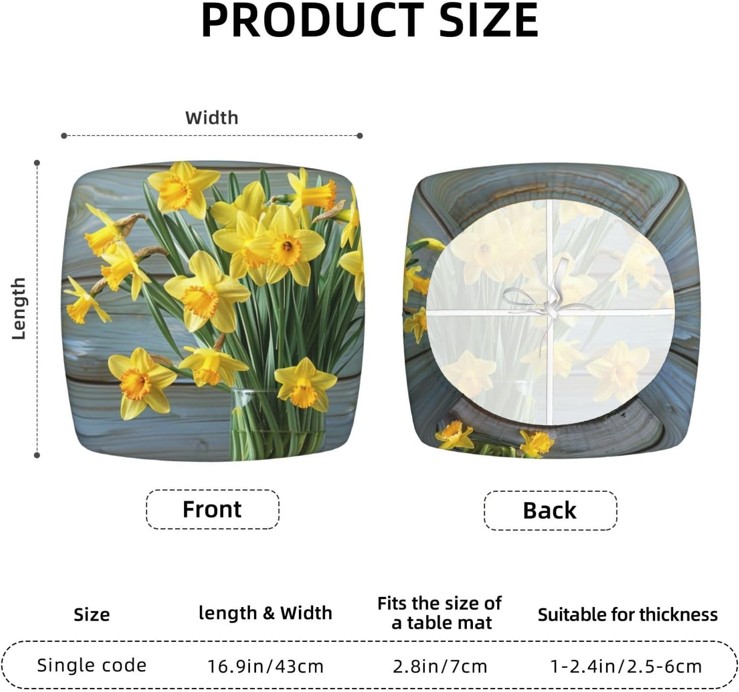 Bouquet of Daffodils Print Square Cushion Covers 6 Pcs Set Elastic Non-Slip Seat Cushion Slipcovers Pet Furniture Protectors for Chair, Sofa