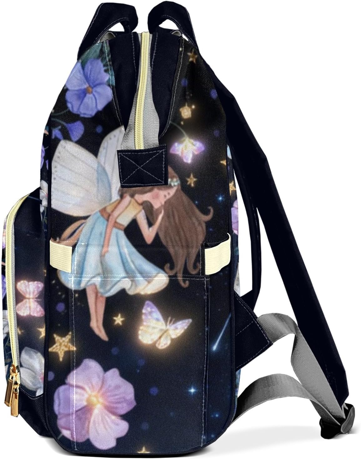 Personalized Diaper Bag Backpack,Customized Magic Fairy Mushroom House Nappy Backpack for Travel Outdoor with Name,Custom Multiuse Mommy Bag Nursing Bag Gifts