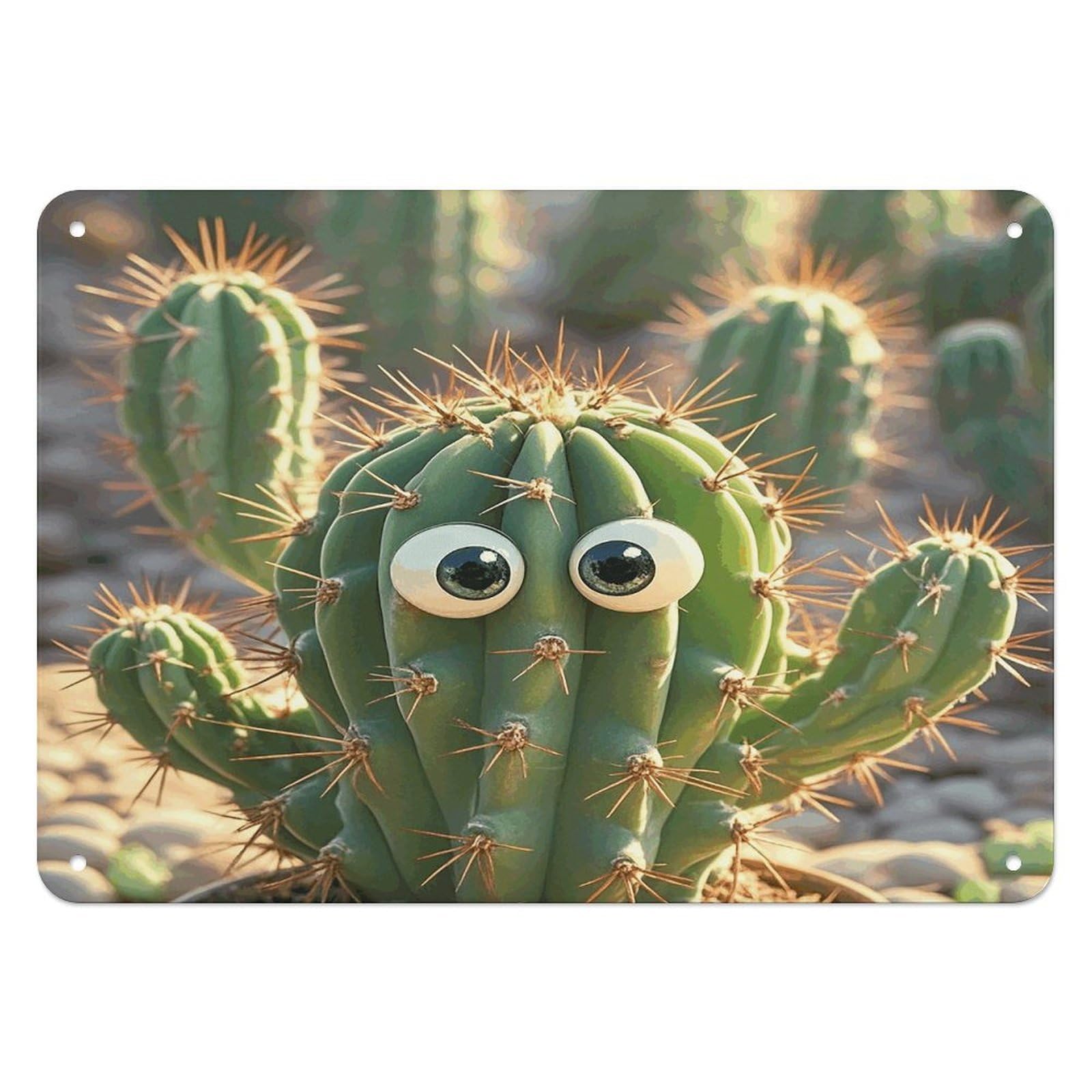Fekiloot Style Cute Cactus Wall Decor Iron Painting Metal Sign