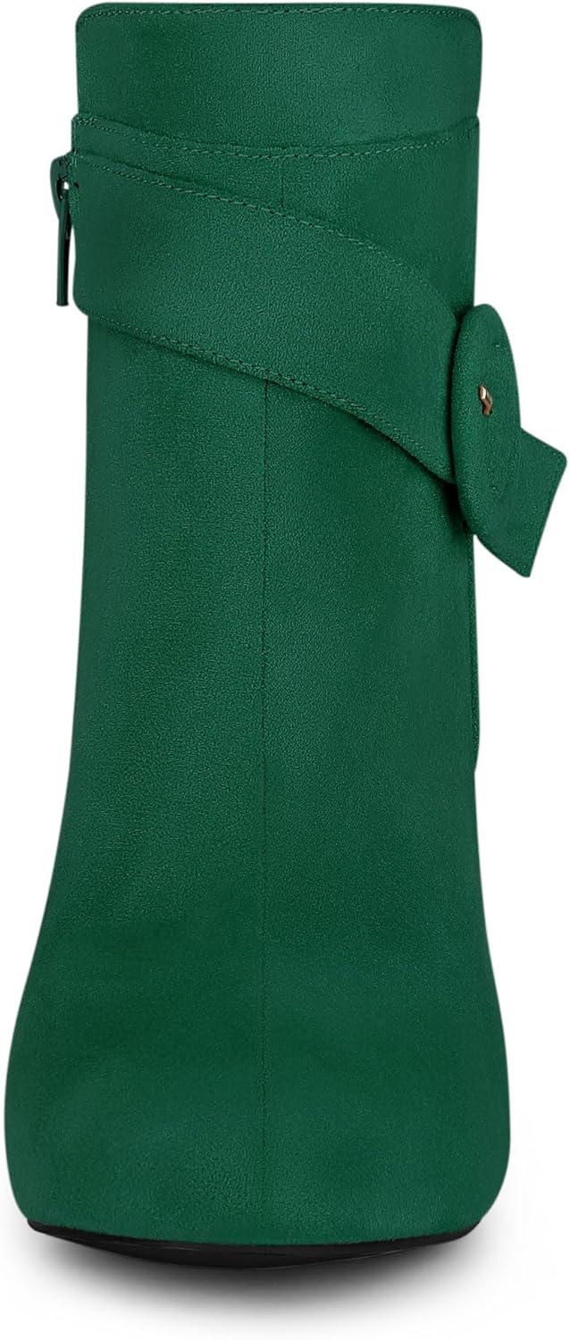 Allegra K Women's Round Toe Block Heel Emerald Green Ankle Booties 6 M US - Image 3