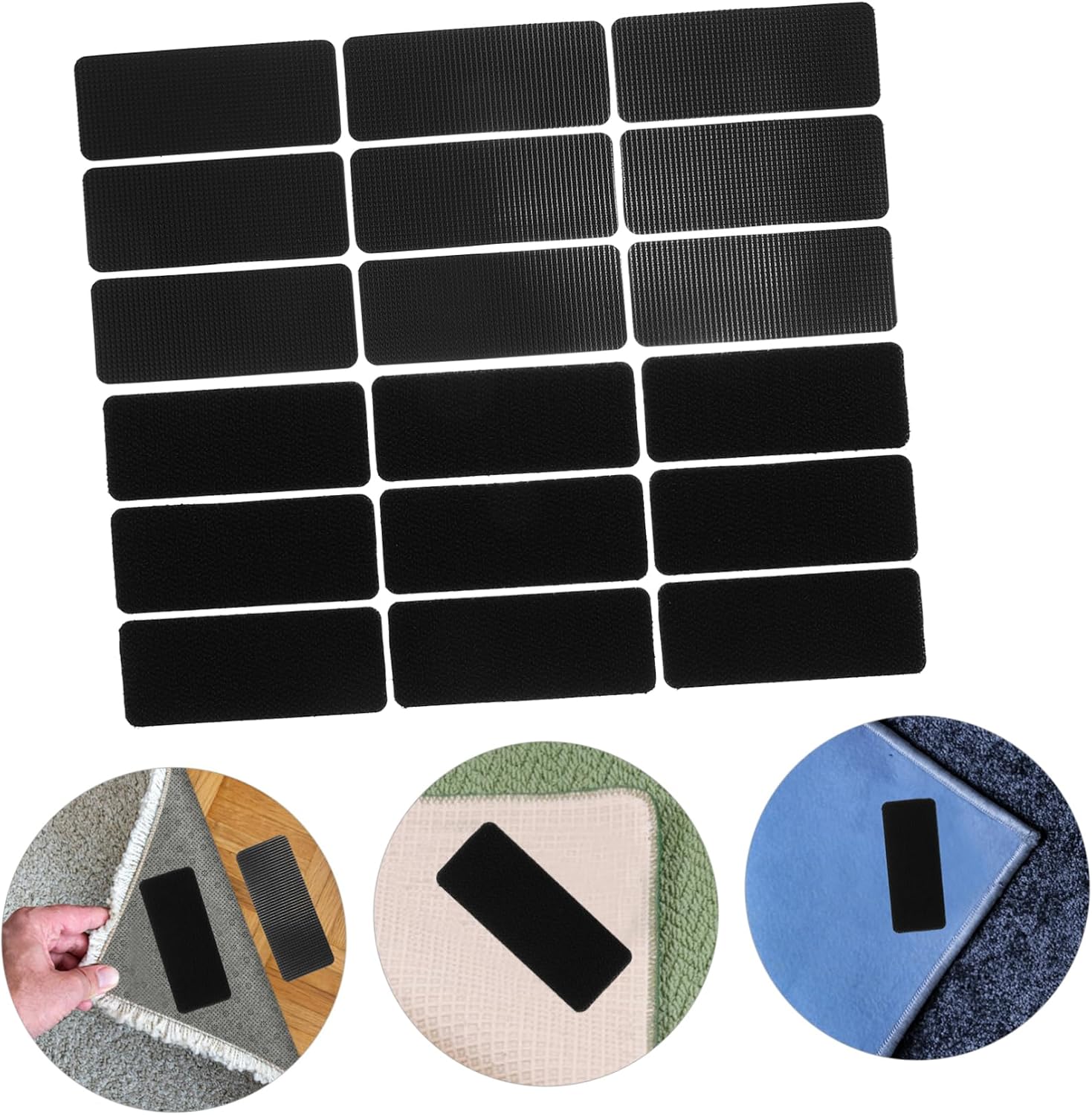 18Pairs Car Floor Mat Gripper Stickers Non-Slip Carpet Fastener for Automotive Use High-Temperature Resistant Double-Sided Adhesive Retainer for Secure Fixing of Mats