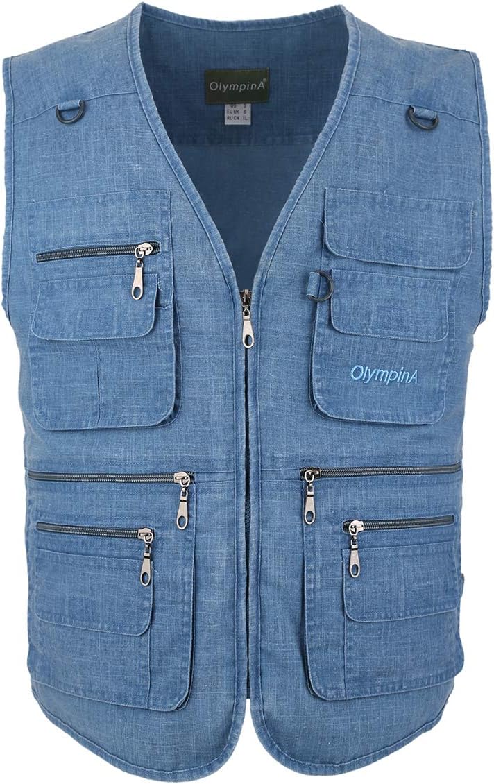 Men's Linen Lightweight Work Hunting Travel Utility Hiking Fishing Vests