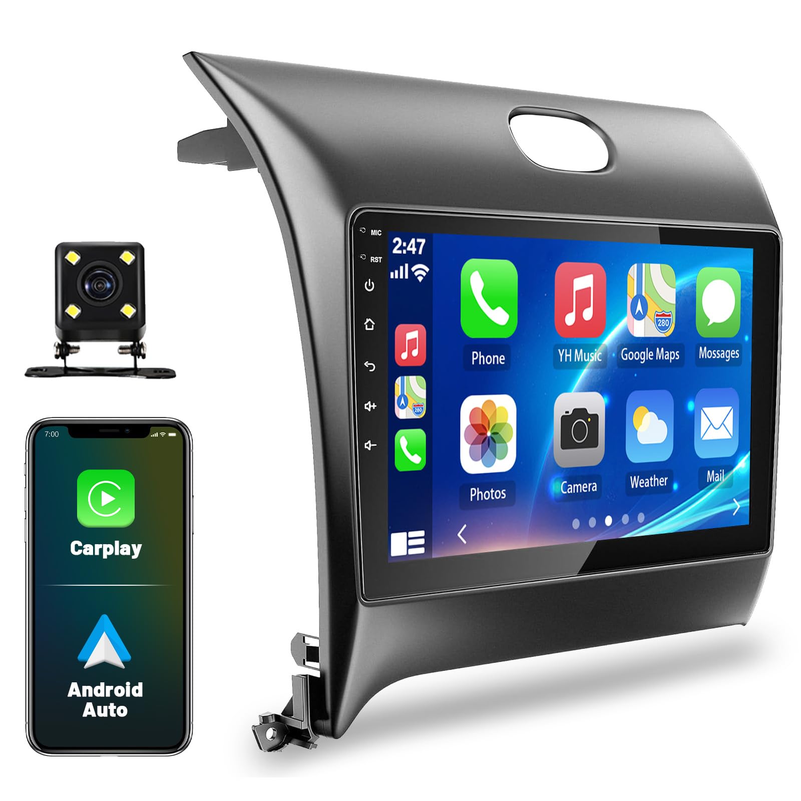 Android 13 Car Stereo for Kia Forte 2013-2018 witth Wireless CarPlay Android Auto Double Din 9 Inch Touch Screen Car Radio Receiver Support GPS