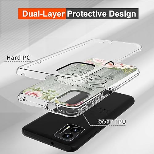 Miniatura 2 de Funda transparente para Motorola Moto G Stylus 5G 2023 con versículo de la Biblia, patrón de filipenses 4-13 para mujeres y hombres, doble capa