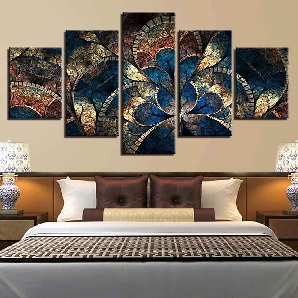 Deco murale salon grand tableau fleur abstraite pour un sejour chaleureux
