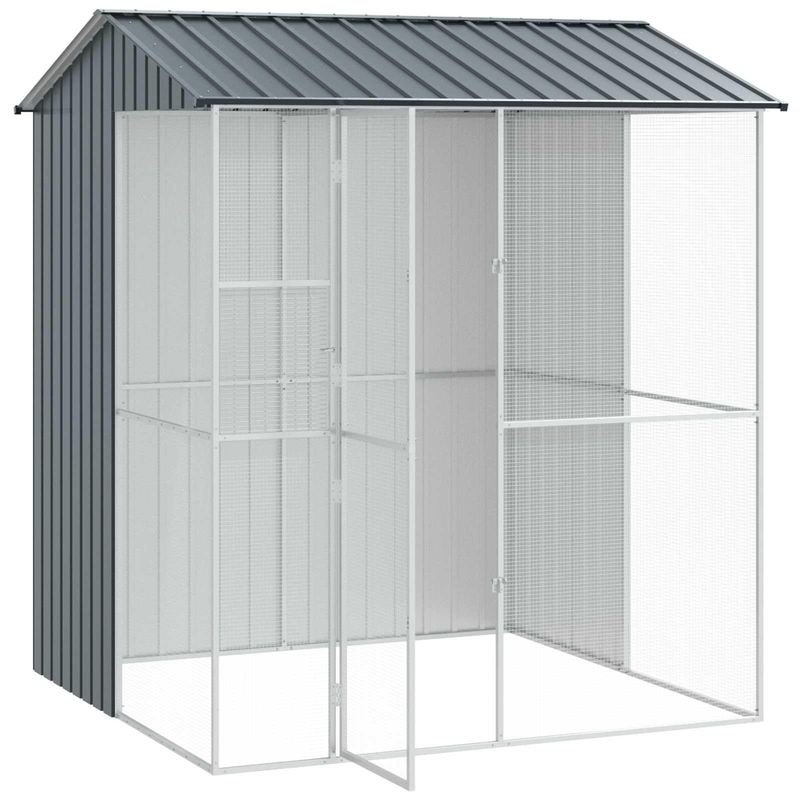 Generisch Vogelkäfig Anthrazit 215 x 210 x 247 cm Verzinkter Stahl,Tier- & Haustierbedarf,Haustierbedarf,Vogelbedarf,Vogelkäfige & -ständer-3325174