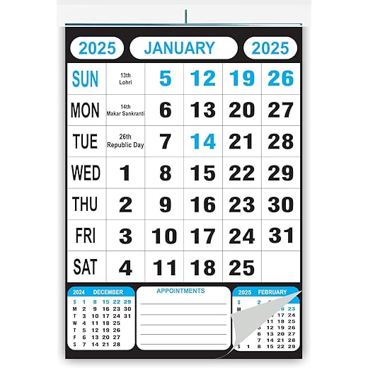 AccuPrints Wall Calendar Large Dates 20 inch