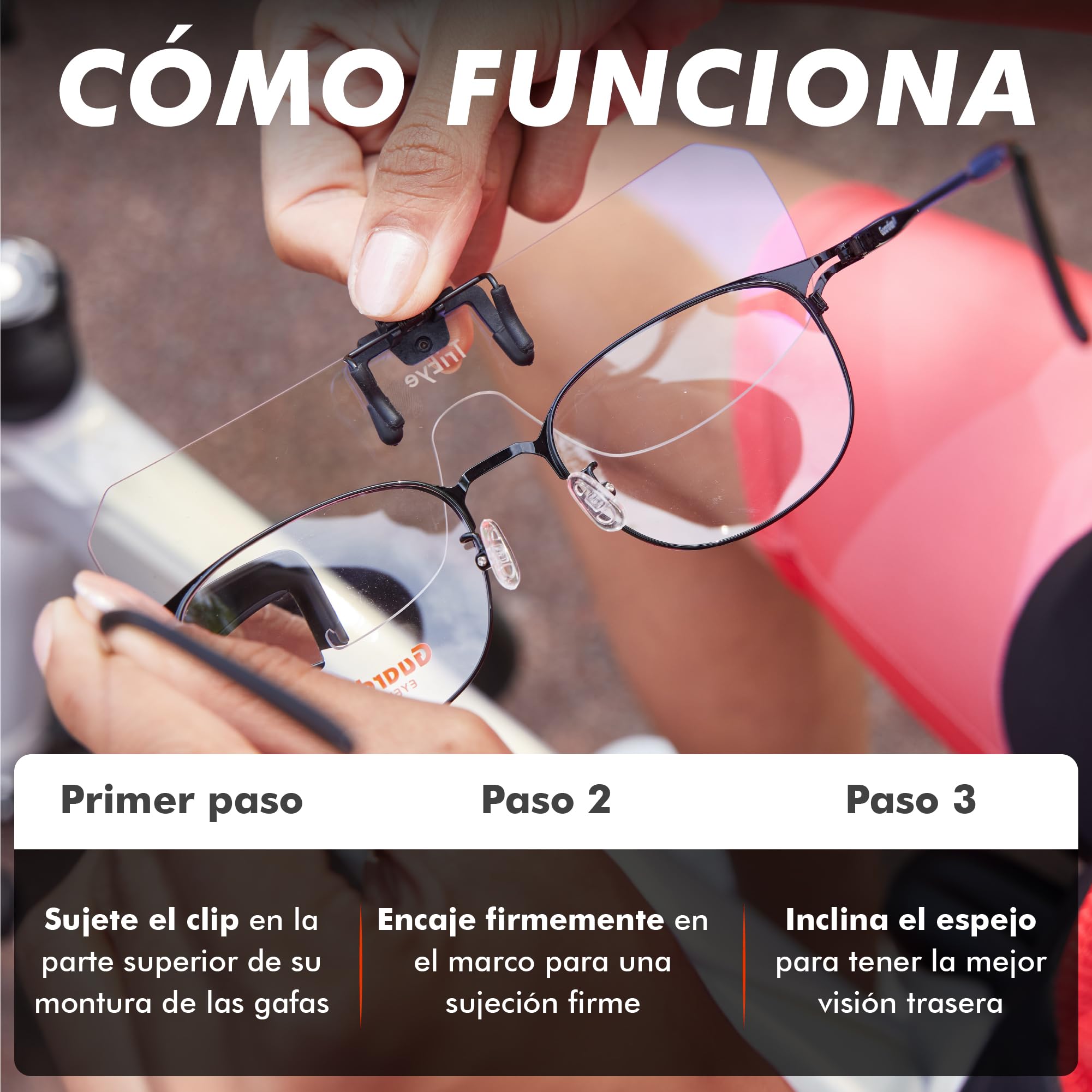 TriEye View Clip-On Gafas de Sol con Espejo Izquierdo – Gafas Polarizadas para Usuarios de Gafas – Clip Solar 140/145 mm – Cristales Claros o Ahumados