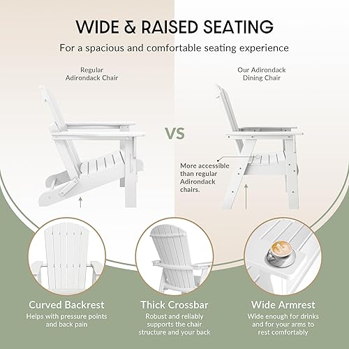 Miniatura 5 de WestinTrends Dylan Dylan - Silla de comedor Adirondack para patio al aire libre, resistente a la intemperie, color blanco