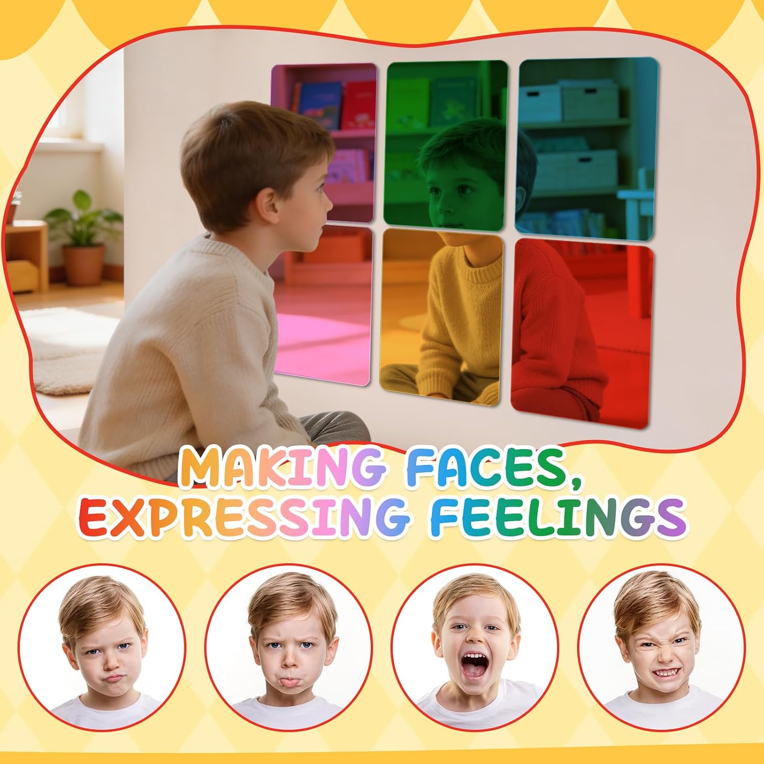 6 Pcs Sensory Wall Mirrors for Kids Interactive Sensory Mirror