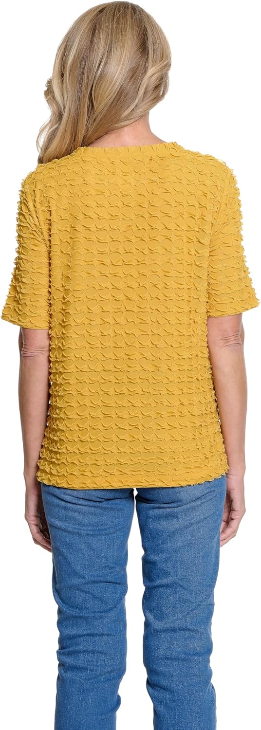 MULTIPLES Women's Elbow Sleeve Scoop Neck Top - Image 2