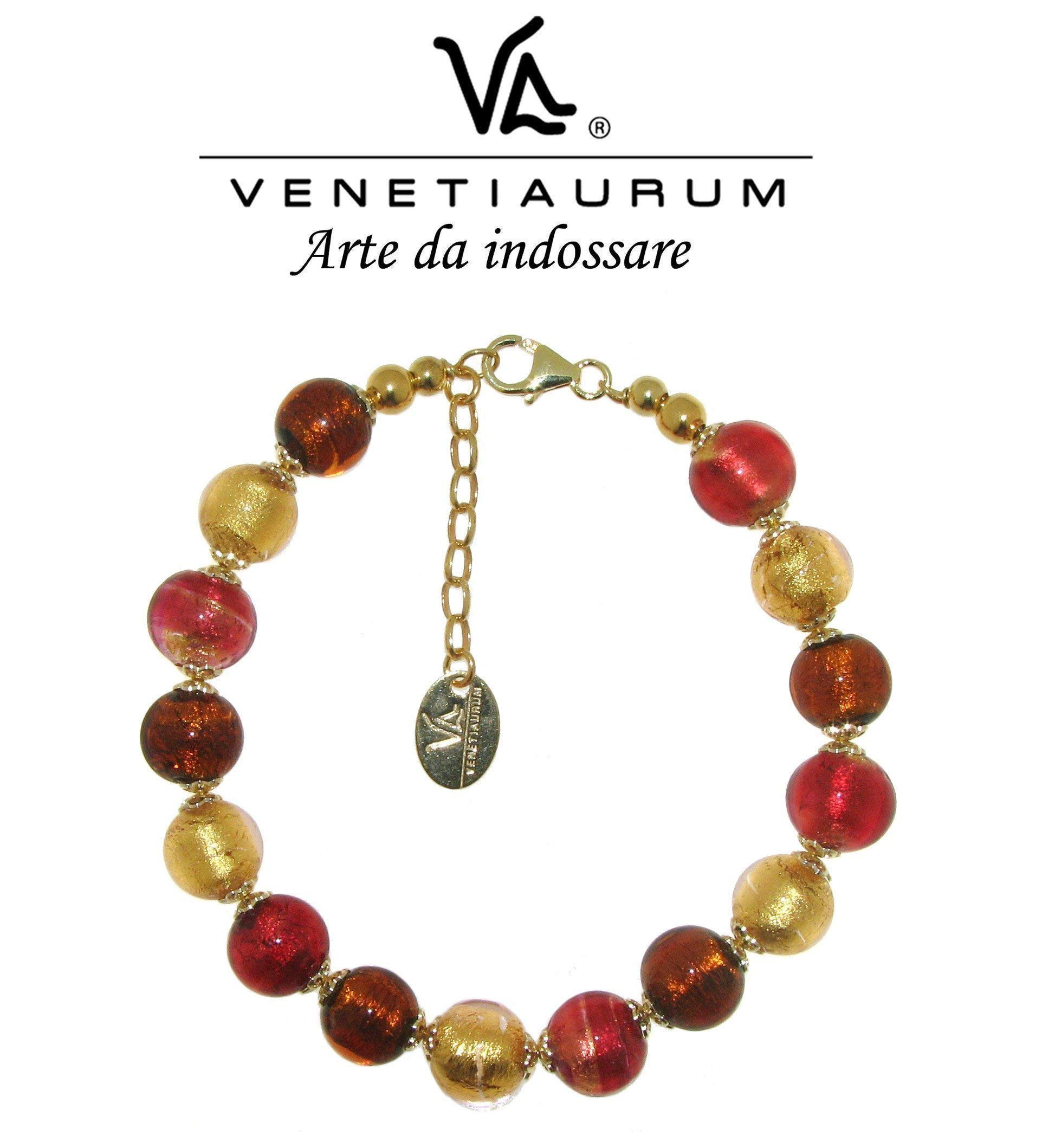 Venetiaurum - Bracciale per Donna con Perle in Vetro Originale di Murano e argento 925 - Gioiello made in Italy certificato