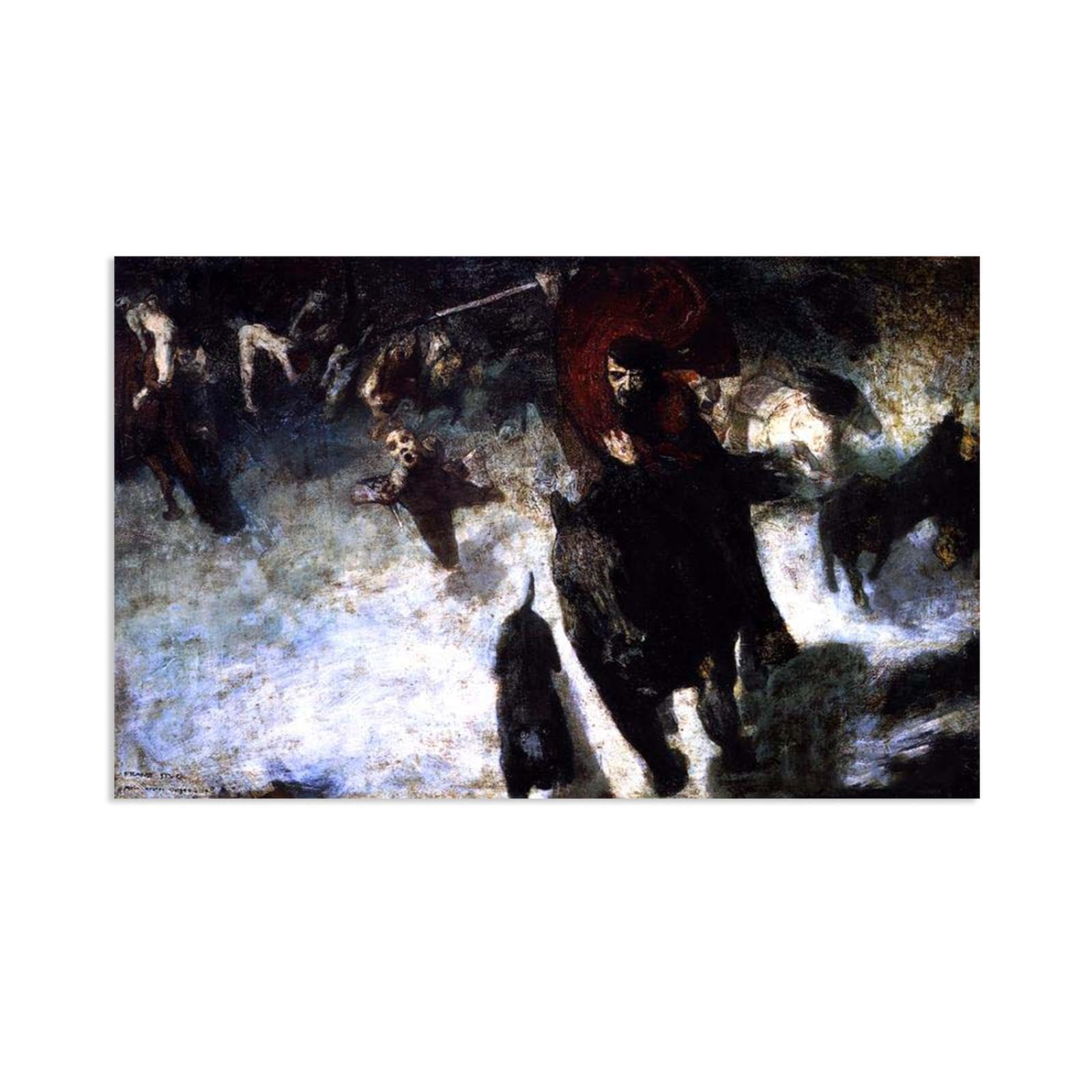 Mobyat Wild Chase By Franz Von Stuck Prints Canvas Wall Art Pictures Franz Von Stuck Poster Franz Von Stuck Canvas Famous Art Wall Decor50x30cm(20X12in) Poster