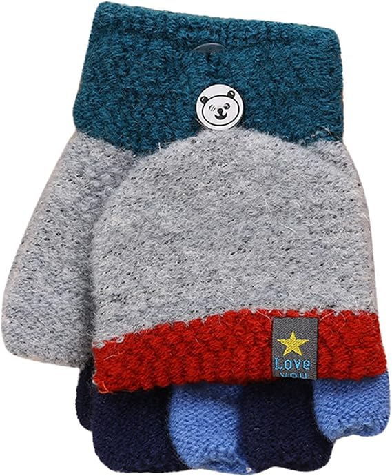 Akgukrseh Baby,Clothing,Baby Boys 0-24m,Accessories,Gloves & Mittens Toddler Infant Soft Convertible Flip Top Fleece Color Block Gloves Kids Baby Boys Girls Winter Warm Knit Fingerless Mitten Kid 3 Year