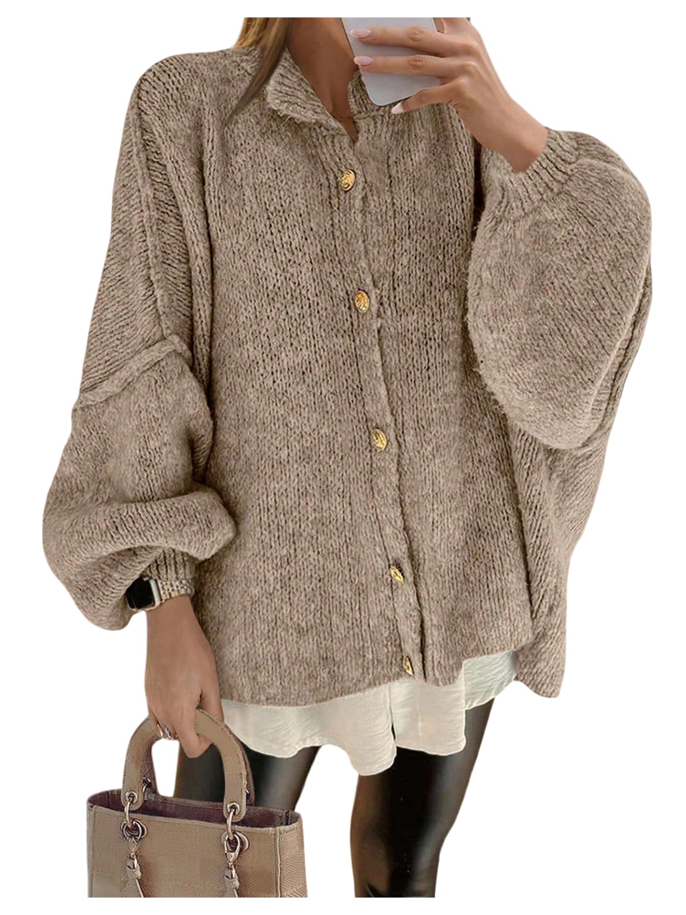 SOLY HUX Womens Button Down Cardigan Sweater Long Sleeve Chunky Knit Loose Casual Outerwear