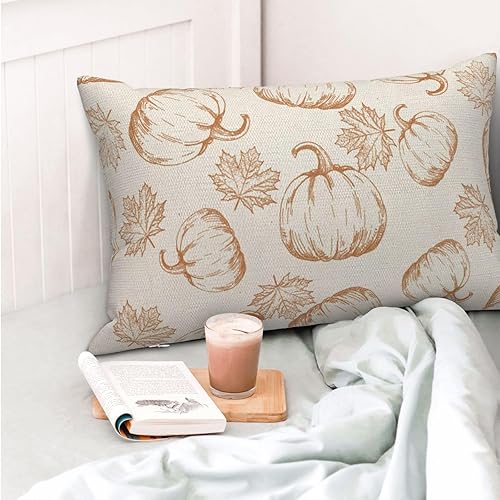 Miniatura 4 de Fundas de almohada de otoño de 12 x 20 pulgadas, juego de 2 fundas de almohada lumbares de otoño naranja calabaza y hojas de arce para exteriores,