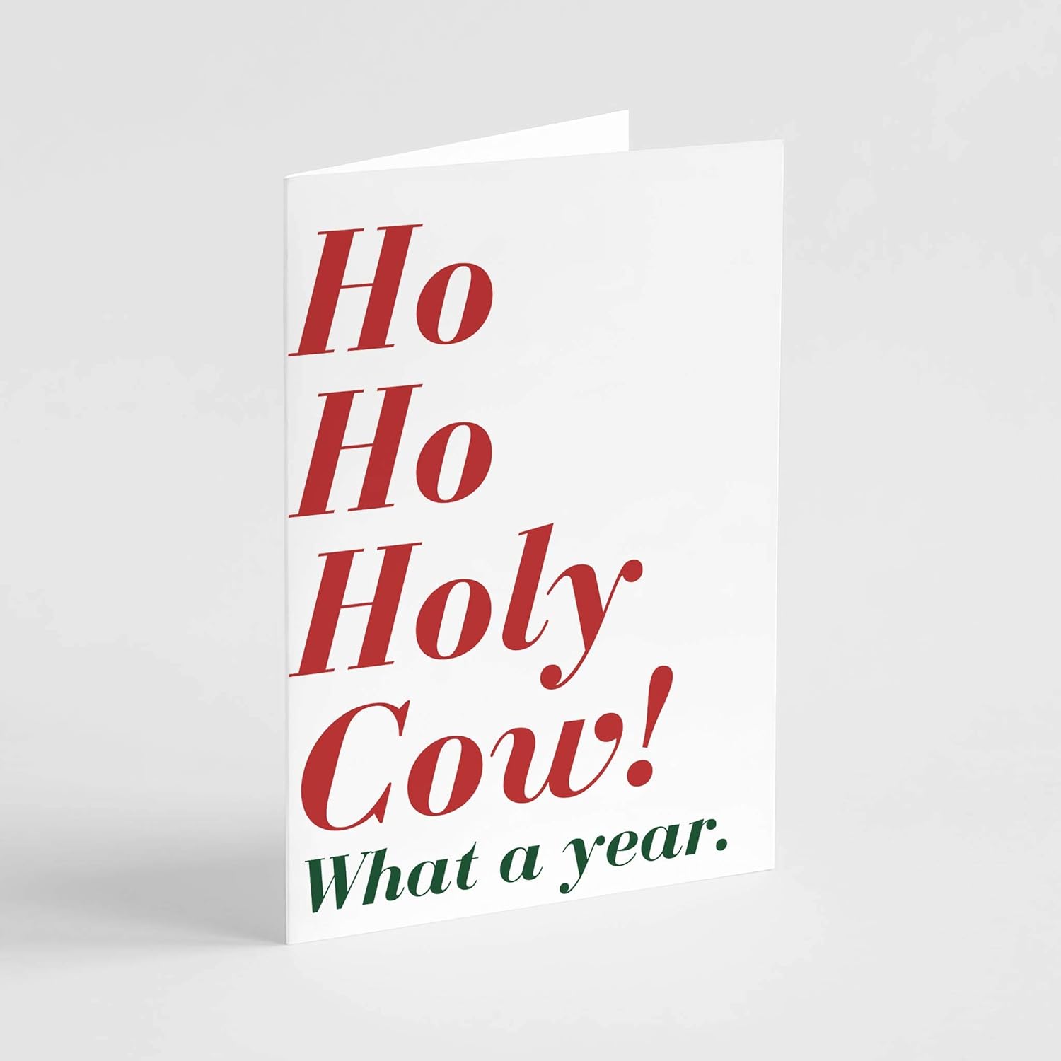 Ritzy Rose 24-Pack Blank Christmas Greeting Cards with White Envelopes – Single 'Ho Ho Holy Cow! What a Year' Design – Funny and Relatable Holiday Stationery, Premium Cardstock, Christmas Card Box Set