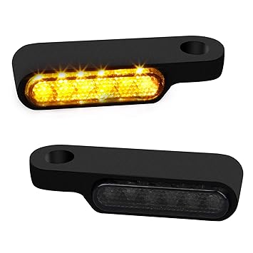 NTHREEAUTO Handlebar LED Turn Signals Mini Motorcycle Blinkers Handle Bar Marker Light Compatible with Harley Dyna Sportster 883 Road King Electra Glide Softail Fat Bob