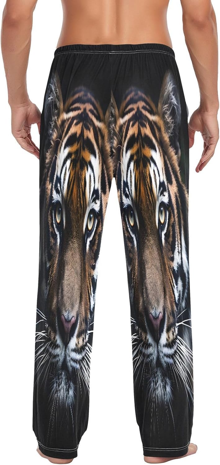 ALAZA Tiger Portrait Animal Men's Pajama Pants Men Cotton Pajama Bottoms with Pockets, S